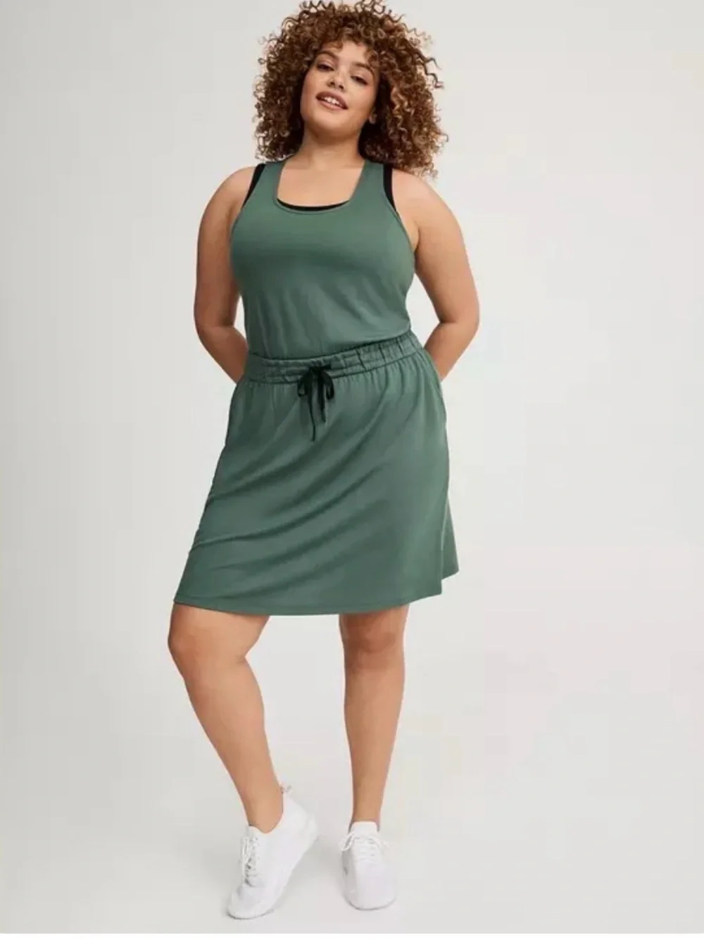 Torrid Light Heather Gray Sleeveless Drawstring Jersey Dress size 2 NWT